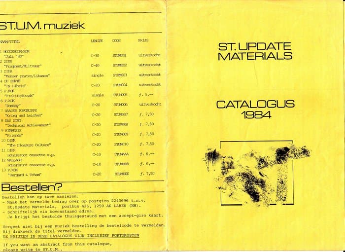 Stichting Update Materials (STUM) Catalogue 1984 and Tape Overview