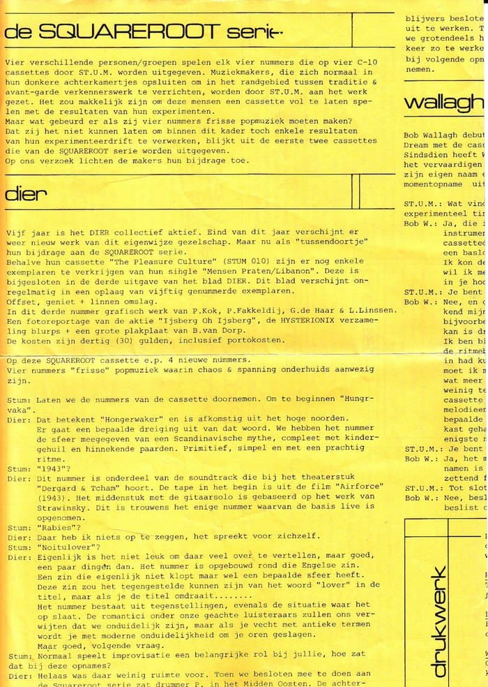 Stichting Update Materials (STUM) Catalogue 1984 and Tape Overview