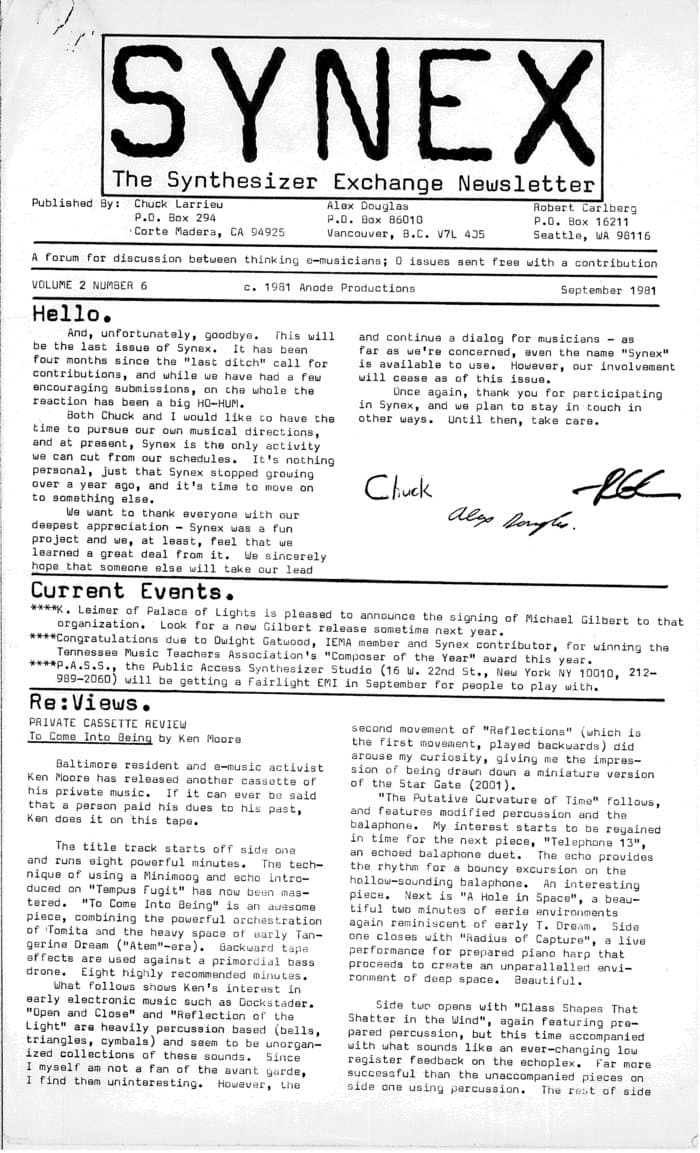 SYNEX newsletter 18 - September 1981