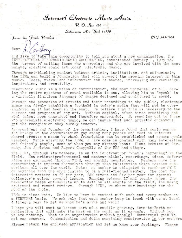 SYNE INTRODUCTION AND LETTER TO ROBERT CARLBERG