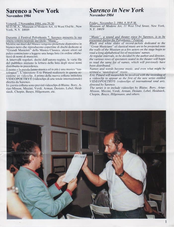 Sarenco in New York Booklet