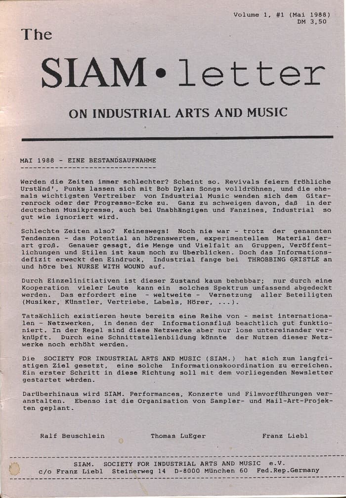 Siam Newsletter Vol.1 No 1