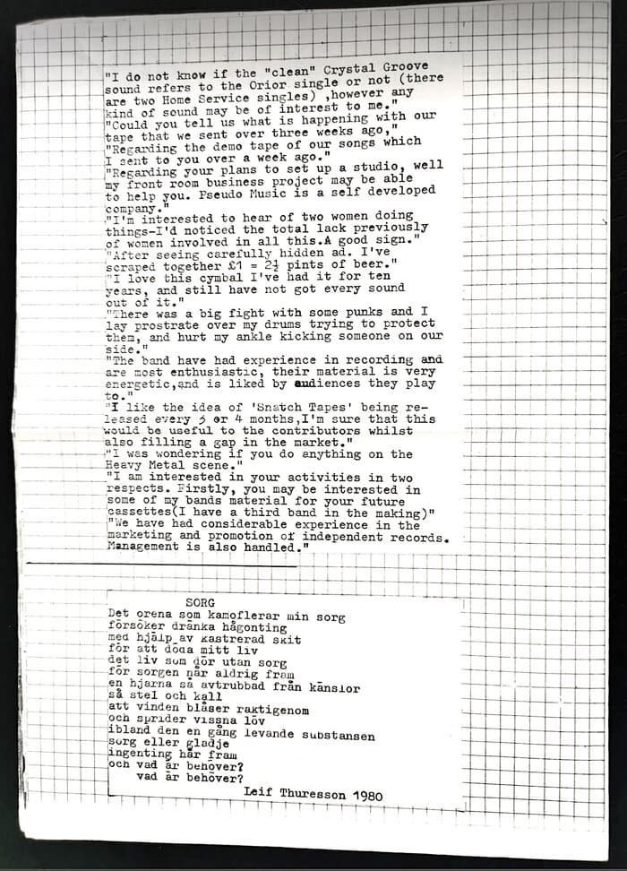 Snatch Tapes Catalogue - artists Overview