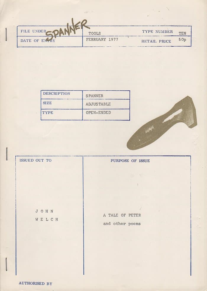 Spanner 10 - John Welch A Tale of Peter and other poems