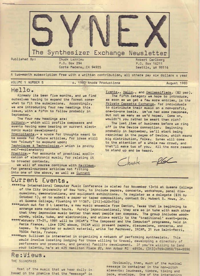 SYNEX newsletter 05 - August 1980