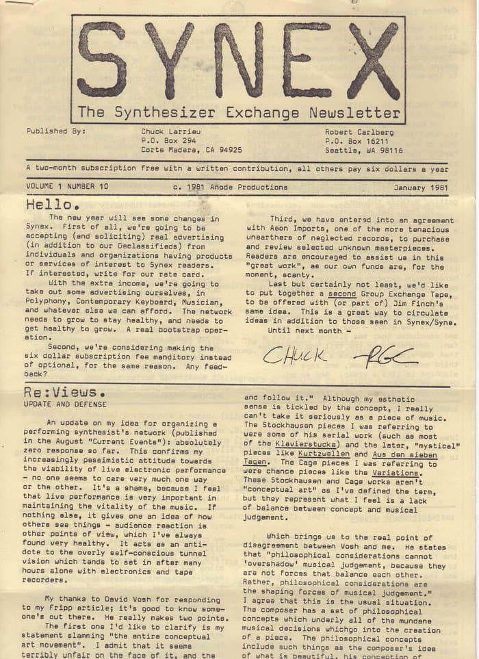 SYNEX newsletter 10 - January 1981