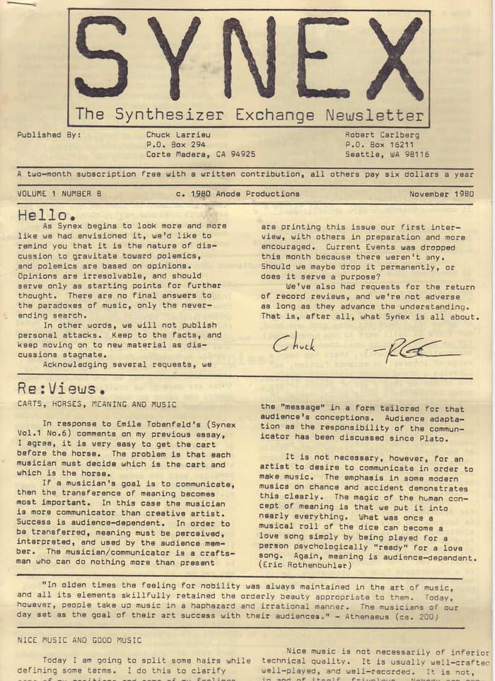 SYNEX newsletter 08 - November 1980