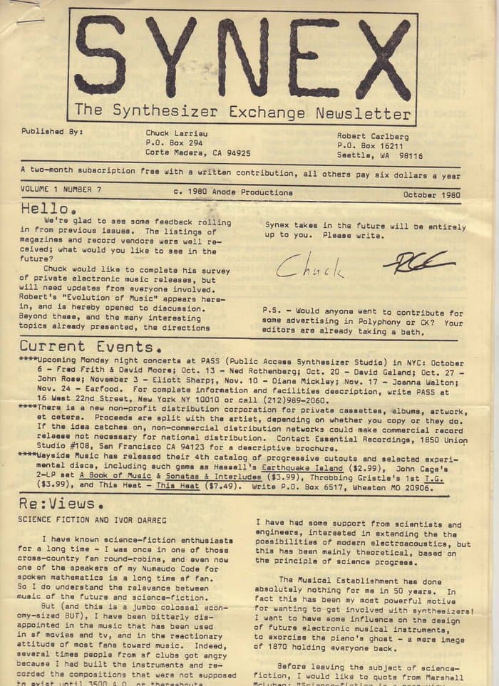 SYNEX newsletter 07 - October 1980