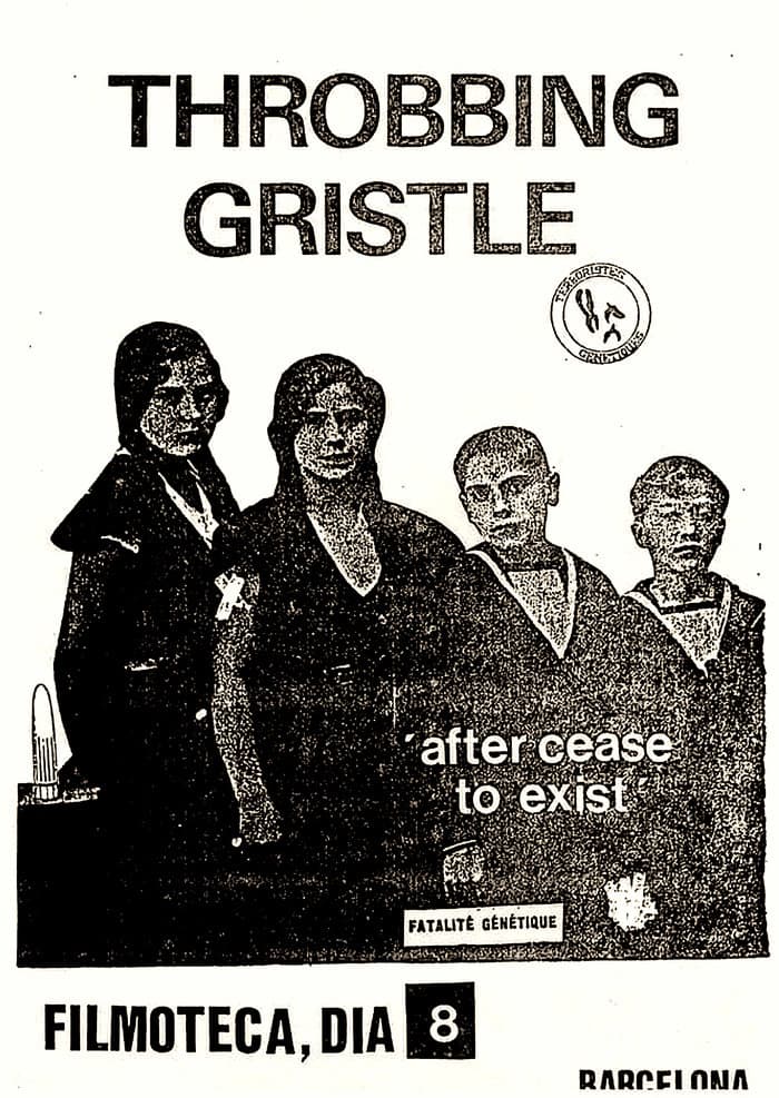Flyer for Throbbing Gristle's "After Cease To Exist" film presentation