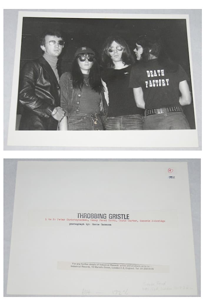 Vintage Throbbing Gristle ‘Death Factory’ Black and White photograph by Monte Cazazza. 10 x 8 inches. Circa 1977-78.