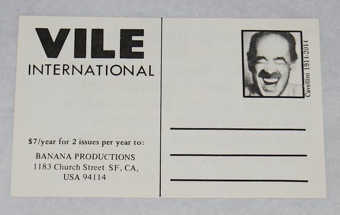 Vile International Postcard. Undated postcard (circa 1977).