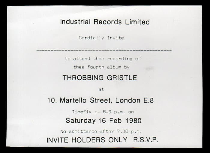Invitation Card for Heathen Earth Studio Recording