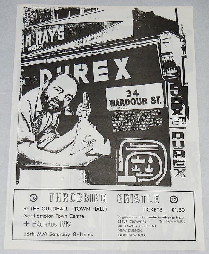 A4 flyer TG and Bauhaus at The Guildhall Northampton, 26 May 1979