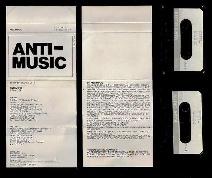Anti-music Australian performance groups living in Australia compiled by John Nixon