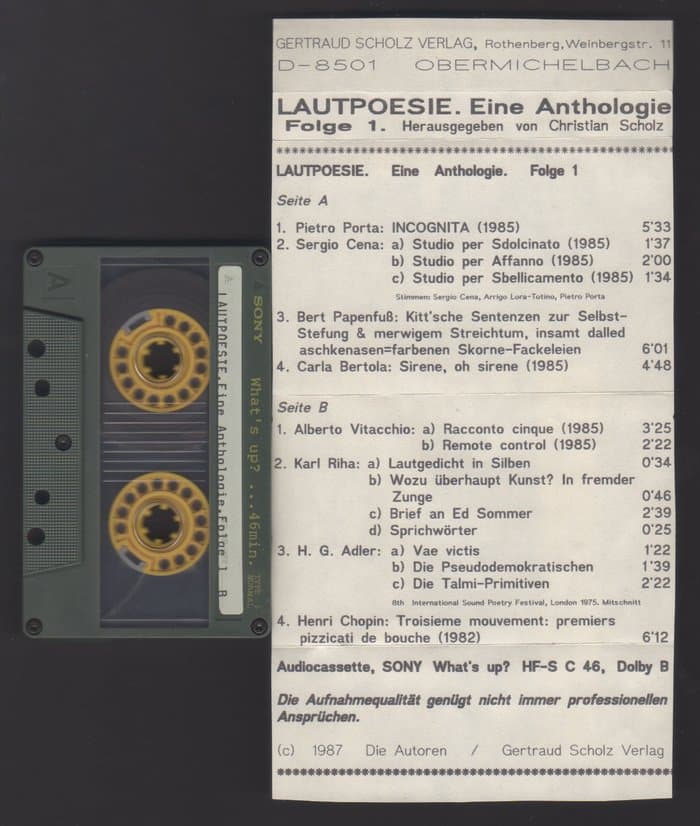 Lautpoesie. Eine Anthologie Folge 1