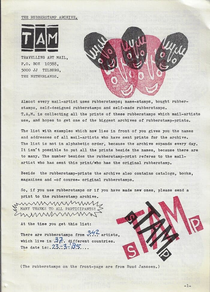 Travelling Art Mail (TAM) 23-3-85