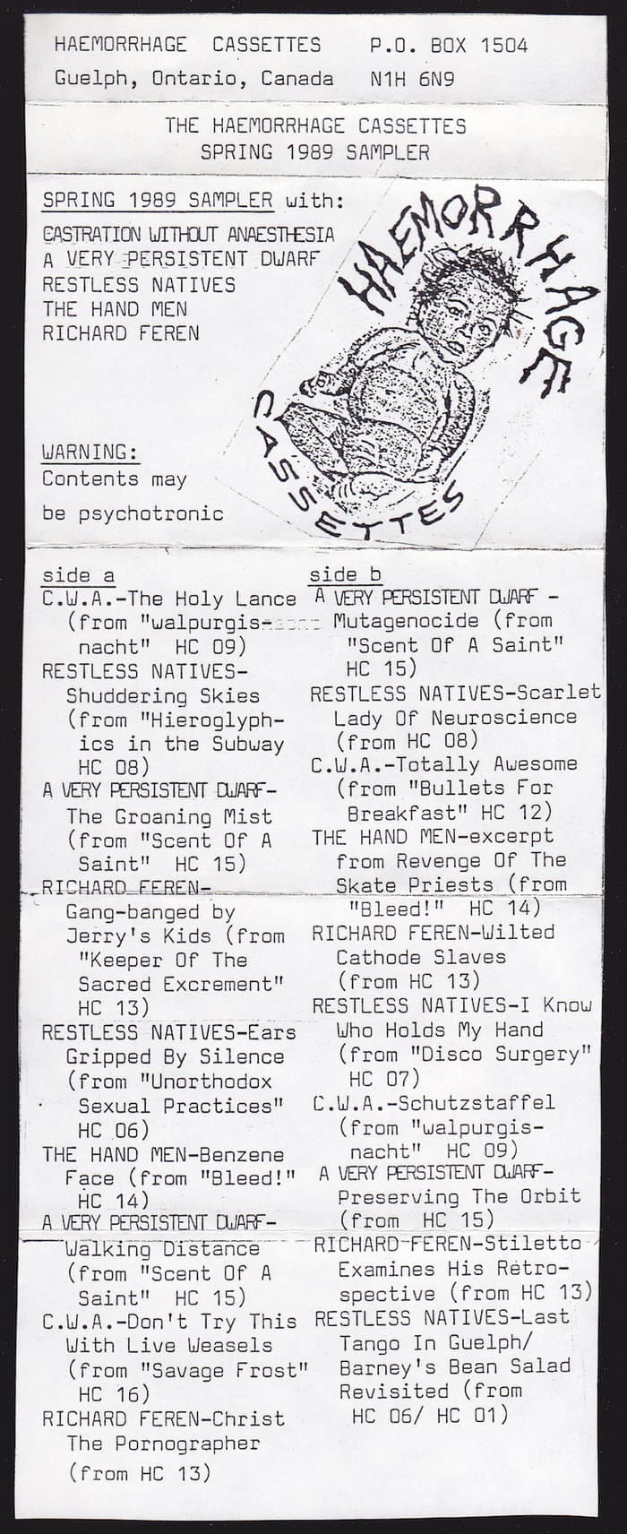 Haemorrhage Cassettes Spring 1989 Sampler