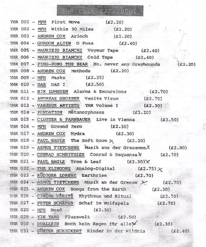 YHR Catalogue Overview Tapes