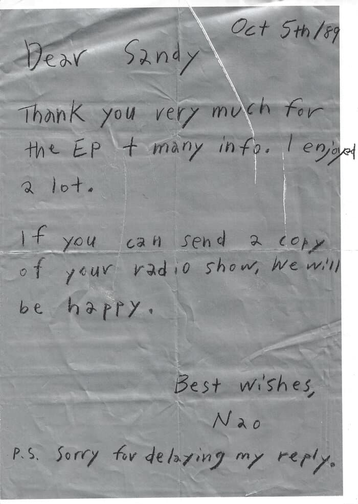 Letter to Sandy Nijs