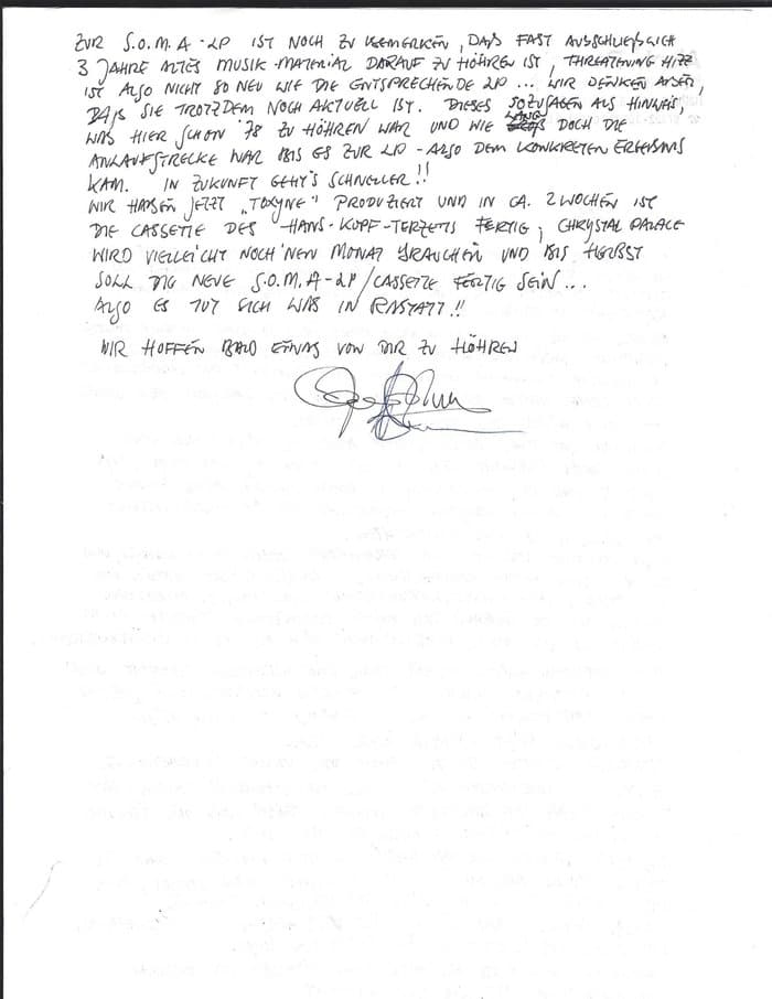 Aleph2 Promoletter to Peter Moser from 1981