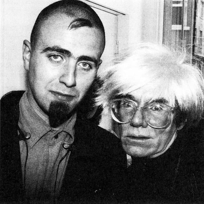 Andrew McKenzie with Andy Warhol in summer 1986, Anthony D'Offay Gallery, London