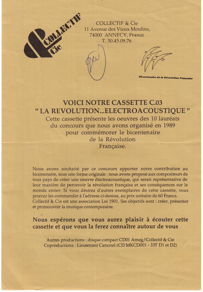 La Révolution... Électroacoustique Promo Flyer
