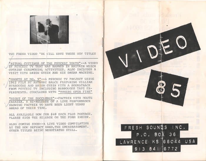 Fresh Sounds Video Catalogue 1985