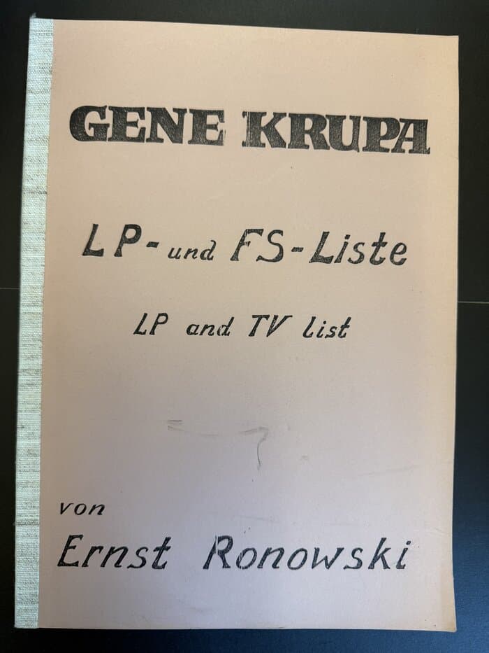 gene krupa Lp und FS Liste (Ernst Ronowski)