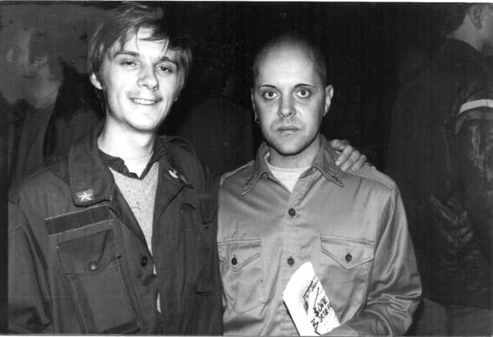 Label pictures of Ian Dobson with several artists like Caroline K, Genesis P Orridge, Vittore Baroni