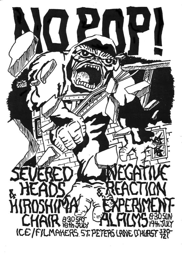 Severed Heads and Negative Reaction at Filmmakers 1981 . 18/19th of July 1981