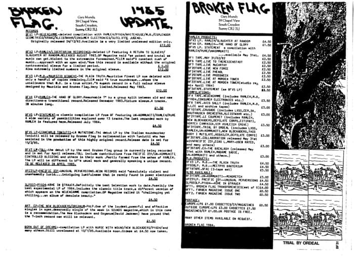 Broken Flag Catalogue Releases