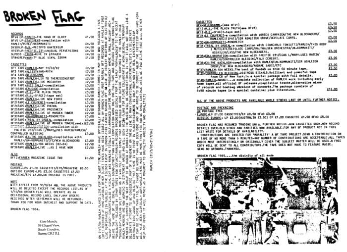 Broken Flag Catalogue Releases