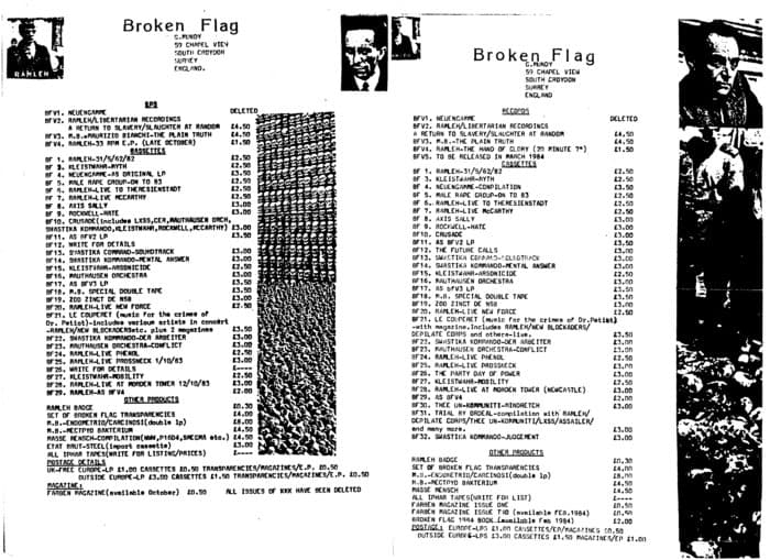 Broken Flag Catalogue Releases