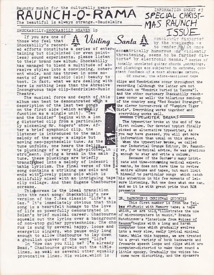 Raunch-O-Rama Information Sheet No.05