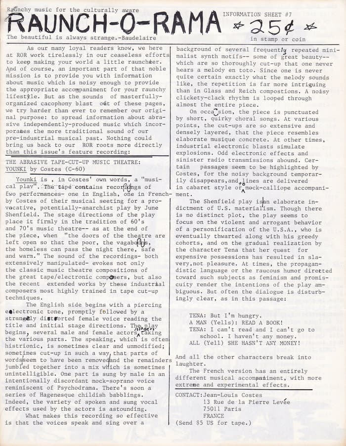 Raunch-O-Rama Information Sheet No.07