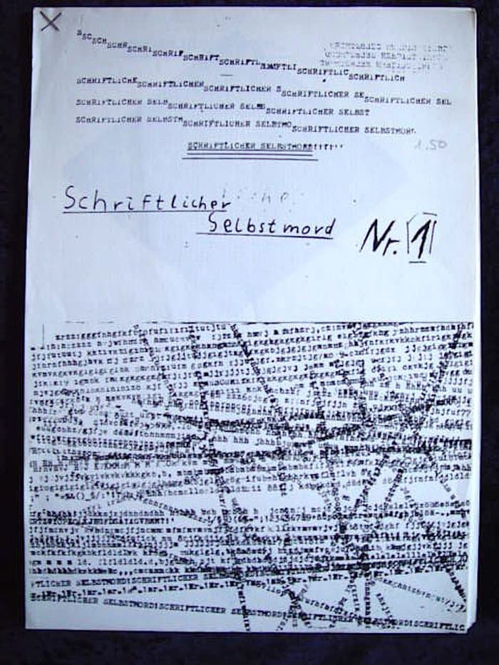 Schriftlicher Selbstmord 1