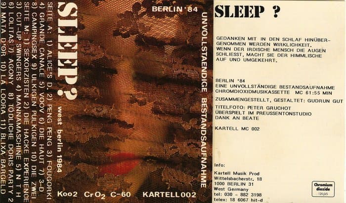 Sleep? West Berlin 1984 - Unvollstaendige Bestandsaufnahme