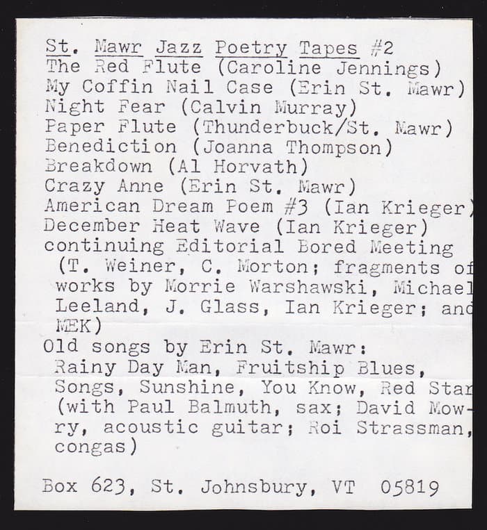 St. Mawr Jazz peotry Tape No.1