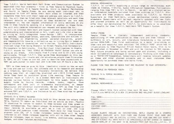 Temple Records early Catalogue