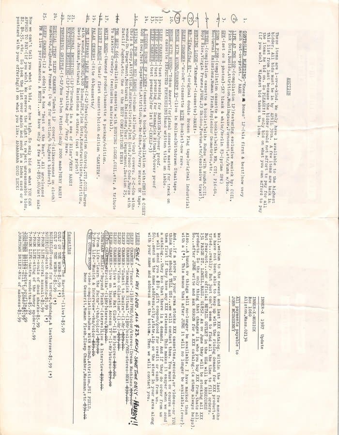 Inner-X Catalogue 1987