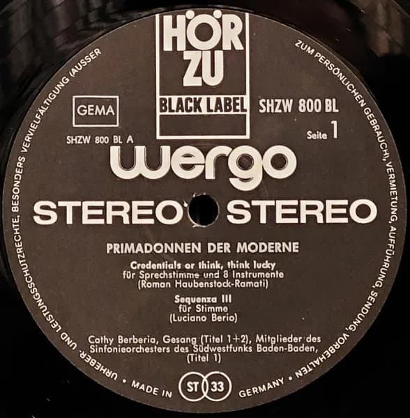 Cathy Berberian, Joan Carroll (3), Liliana Poli, Luciano Berio, Sylvano Bussotti, Roman Haubenstock-Ramati, Luigi Nono, Hans Otte — Primadonnen Der Moderne