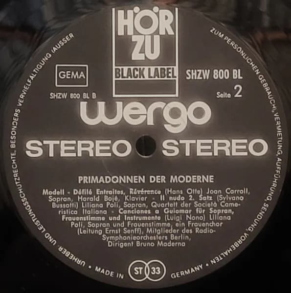 Cathy Berberian, Joan Carroll (3), Liliana Poli, Luciano Berio, Sylvano Bussotti, Roman Haubenstock-Ramati, Luigi Nono, Hans Otte — Primadonnen Der Moderne