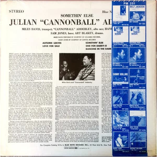 Cannonball Adderley, Miles Davis, Hank Jones, Sam Jones, Art Blakey — Somethin' Else