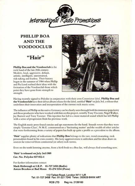 Phillip Boa & The Voodooclub — Hair