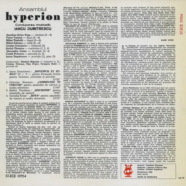 Hyperion Ensemble Conducerea Muzicală: Iancu Dumitrescu — Ansamblul Hyperion