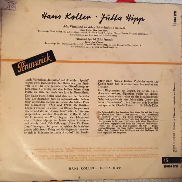 Hans Koller New Jazz Stars / Jutta Hipp Combo — Aufnahmen Vom Deutschen Jazz-Festival 1954