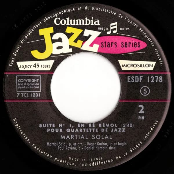 Martial Solal — Suite N° 1, En Ré Bémol, Pour Quartette De Jazz