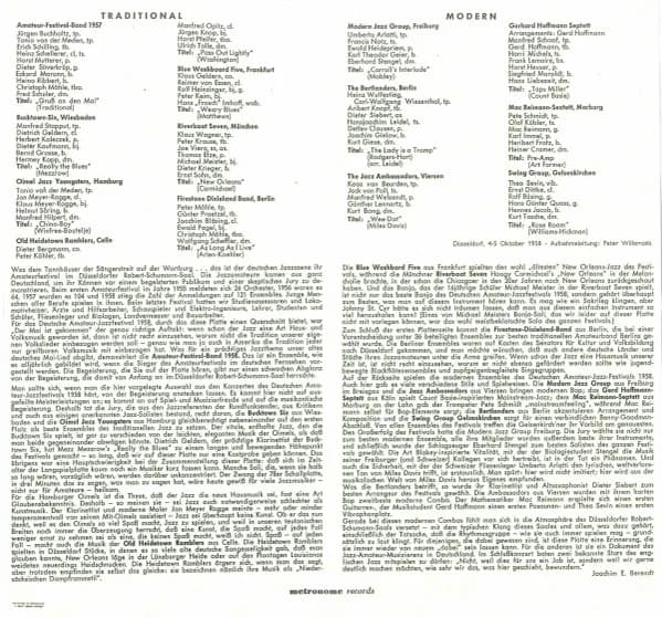 Various — Deutsches Amateur-Jazz-Festival '58 Düsseldorf