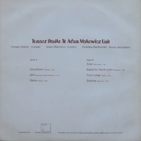 Tomasz Stańko & Adam Makowicz Unit — Tomasz Stańko & Adam Makowicz Unit