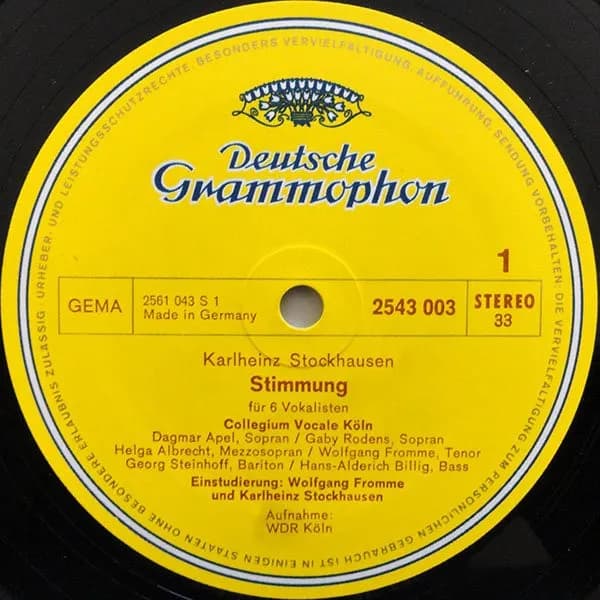 Karlheinz Stockhausen - Collegium Vocale Köln , Leitung: Wolfgang Fromme — Stimmung